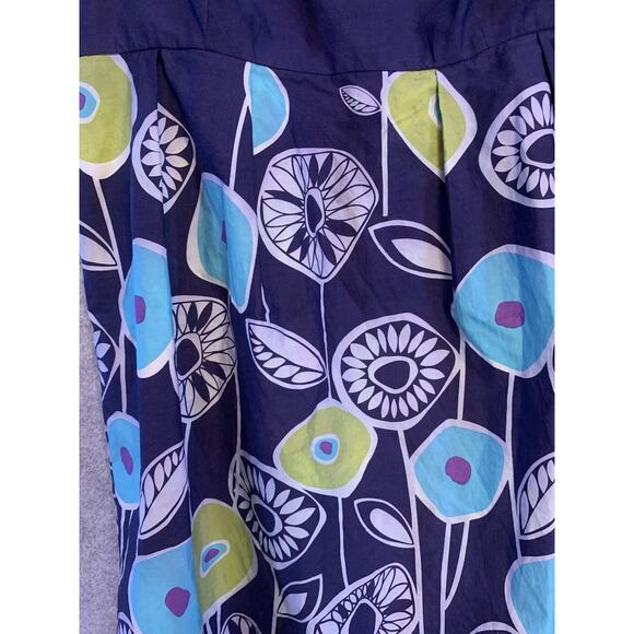 OC By OC Navy Flowered Sundress, Modern Print, Women’s Size 12, Summer Frock - Picture 4 of 13